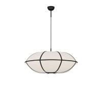 9061107 Висечка светилка Brera 1xE27 бел лен и црн метал Nova Luce